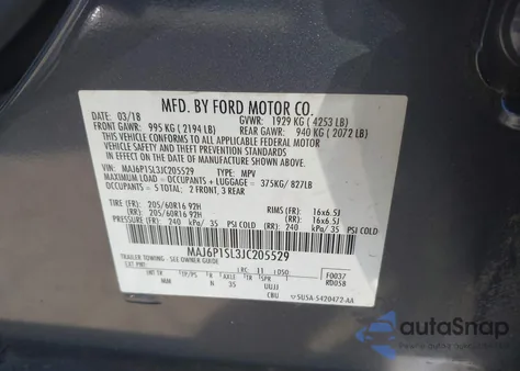2018 Ford Ecosport S from USA, damaged, VIN MAJ6P1SL3JC205529